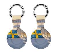 The Swedish Flag And Foxes Compatible with Airtag GPS Cases 2PCS
