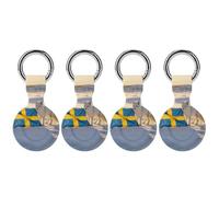 The Swedish Flag And Foxes Compatible with Airtag GPS Cases 4PCS