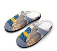 The Swedish Flag And Foxes Men's Memory Foam Slippers | Cotton Slip On Comfort House Shoes for Indoor Outdoor