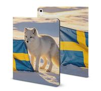 The Swedish Flag And The Foxes Printed Tablet Case with Pencil Holder Unisex Slim TPU Protective Cover Compatible with iPad 2020/Pro 2020/Pro 2021/Air4/Air5