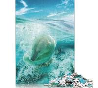 The Swimming Polar Bear Jigsaw Puzzles Puzzles for Adults Kids. 1000 Pieces Great Gifts Challenge Toy Educational Game Home Decoration for Adults& Kids Age 14 Years Up 1000pcs (40x28cm)