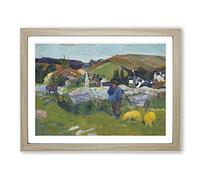 The Swineherd By Paul Gauguin Classic Painting Framed Wall Art Print, Ready to Hang Picture for Living Room Bedroom Home Office Décor, Oak A2 (64 x 46 cm)
