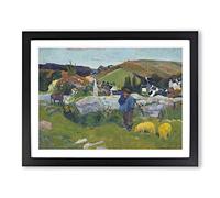 The Swineherd By Paul Gauguin Classic Painting Framed Wall Art Print, Ready to Hang Picture for Living Room Bedroom Home Office Décor, Black A3 (46 x 34 cm)