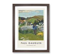 The Swineherd By Paul Gauguin Exhibition Museum Painting Framed Wall Art Print, Ready to Hang Picture for Living Room Bedroom Home Office Décor, Walnut A4 (34 x 25 cm)