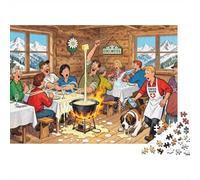 The Swiss Fondue Chalet Cheese Pull Wooden Jigsaw Puzzle Waterproof 1000 Piece Puzzles for Adults Colourful Educational Games
