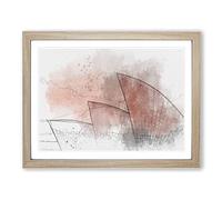 The Sydney Opera House In Abstract Modern Art Framed Print | A3 Oak Framed Wall Art | Ready to Hang | Abstract Fantasy Picture | Living Room Bedroom Lounge Office