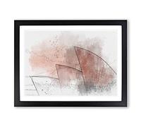 The Sydney Opera House In Abstract Modern Art Framed Wall Art Print, Ready to Hang Picture for Living Room Bedroom Home Office Décor, Black A2 (64 x 46 cm)