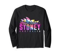 The Sydney Opera House with Colorful Geometric Pattern Long Sleeve T-Shirt