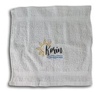 The T Bird Gifts Limited Personalised Holiday Flannel Face Cloth Childrens Bath Time Face Cloth Embroidered Name Child Gift Unusual Present Stocking Filler