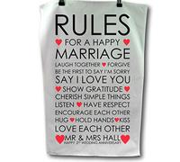 The T Bird Gifts Limited Rules happy marriage tea towel 2nd cotton present wedding tea towel Vintage Style Anniversary Present kitchen gift 2nd anniversary present cotton gift
