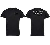 The T-Shirt Barnicle White Print - Men - Large - Black - TriDri - Gym Tshirt - Personal Trainer PT Front and Back
