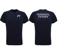 The T-Shirt Barnicle White Print - Men - Medium - Navy - TriDri - Gym Tshirt - Personal Trainer PT Front and Back