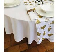 THE TABLECLOTH COMPANY 150x210CM PLAIN CHRISTMAS CREAM OVAL TABLECLOTH (6 SEATER)