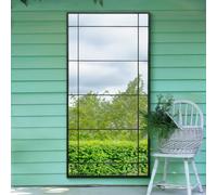 The Tabula - New Black Metal Framed Window Wall or Leaner Garden Mirror 71" X 35" (180CM X 90CM)