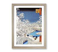 The Taiko Bridge By Utagawa Hiroshige Asian Japanese Framed Wall Art Print, Ready to Hang Picture for Living Room Bedroom Home Office Décor, Oak A4 (34 x 25 cm)