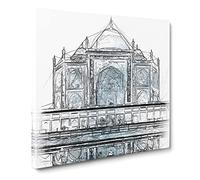 The Taj Mahal in Agra India Abstract Sketch Canvas Print | Gallery Wrapped 30mm Frame Wall Art | 20x20 inches | Ready to Hang | Abstract Picture | Living Room Bedroom Lounge Office