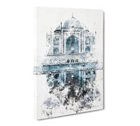 The Taj Mahal In Agra India Abstract Watercolour Canvas Print | Gallery Wrapped 30mm Frame Wall Art | 20x14 inches | Ready to Hang | Abstract Picture | Living Room Bedroom Lounge Office