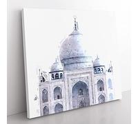 The Taj Mahal in Agra India in Abstract Modern Canvas Wall Art Print Ready to Hang, Framed Picture for Living Room Bedroom Home Office Décor, 50x50 cm (20x20 Inch)