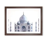 The Taj Mahal In Agra India Painting Modern Art Framed Print | A4 Walnut Framed Wall Art | Ready to Hang | Modern Historical Picture | Living Room Bedroom Lounge Office