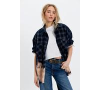 The Tales Bleached Check Cord Button Down at Free People in Indigo, Size: XS - female