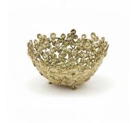 The Tangerine Store Decorative Electro-formed Metal Bowl, Openwork Floral Leaf Design, 6 Inch Diameter, Gold/Silver/Antique Finish, Food Safe, Serving Bowl for Snacks, Home Accent Piece (Gold)