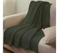 The Tangerine Store Pure Linen Waffle Weave Throw Blanket - Pre-Washed, Ultra Soft, Lightweight & Breathable - Moss Green, King (U.S. Standard) (108" x 102")