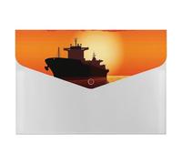 The Tanker Ship on Red Sunrise File Folder 6-Pocket, Waterproof Accordion File Organizer with Snap Closure, Expanding Document Holder for Office, Home