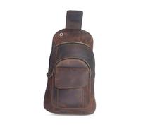 The Tannery Handmade Buffalo Leather Travel Hiking Crossbody Chest Sling Multipurpose Shoulder Strap Backpack Bag for Men & Womens (Dark Brown, Small)