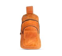 The Tannery Handmade Buffalo Leather Travel Hiking Crossbody Chest Sling Multipurpose Shoulder Strap Backpack Bag for Men & Womens (Camel Brown, Small)