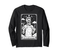 The Tattooed Barber Hairdresser Hair Cutter Tarot Card Long Sleeve T-Shirt