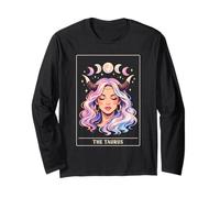 The Taurus Zodiac Sign Moon Phases Celestial Tarot Aesthetic Long Sleeve T-Shirt