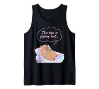 The Tea is Piping Hot Capybara Funny Gossip Yapper Meme Tank Top