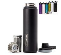 The Tea Spot, Double-Walled Mountain Tea Tumbler, Insulated Stainless Steel Tumbler with Removable Tea Infuser for Hot and Cold Brewing, Water Infuser (Black, 22 oz)