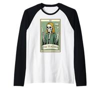 The Teacher Skeleton Tarot Card Funny Retro Halloween Raglan Baseball Tee