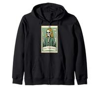 The Teacher Skeleton Tarot Card Funny Retro Halloween Zip Hoodie
