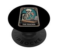 The Teacher Tarot Card Skeleton Halloween Coffee Teacher PopSockets Adhesive PopGrip