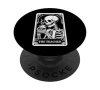 The Teacher Tarot Card Skeleton Halloween Coffee Teacher PopSockets Adhesive PopGrip