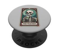 The Teacher Tarot Card Skeleton Halloween Coffee Teacher PopSockets Adhesive PopGrip