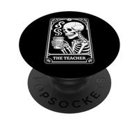 The Teacher Tarot Card Skeleton Halloween Coffee Teacher PopSockets Adhesive PopGrip
