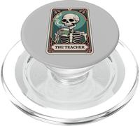 The Teacher Tarot Card Skeleton Halloween Coffee Teacher PopSockets PopGrip for MagSafe