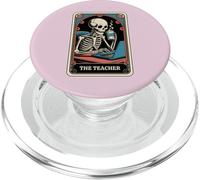 The Teacher Tarot Card Skeleton Halloween Coffee Teacher PopSockets PopGrip for MagSafe