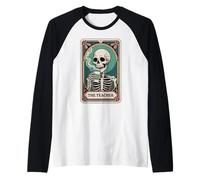 The Teacher Tarot Card Skeleton Halloween Coffee Teacher Raglan Baseball Tee