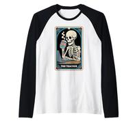 The Teacher Tarot Card Skeleton Halloween Coffee Teacher Raglan Baseball Tee