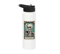 The Teacher Tarot Card Skeleton Halloween Coffee Teacher Stainless Steel Insulated Water Bottle