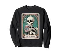 The Teacher Tarot Card Skeleton Halloween Coffee Teacher Sweatshirt