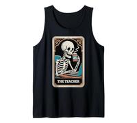 The Teacher Tarot Card Skeleton Halloween Coffee Teacher Tank Top