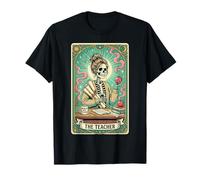 The Teacher Tarot Card - Spooky Skeleton Apple Art Teacher T-Shirt