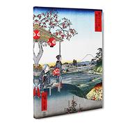 The Teahouse With The View Of Mt. Fuji By Utagawa Hiroshige Canvas Print | Gallery Wrapped 30mm Frame Wall Art | 20x14 inches | Ready to Hang | Asian Picture | Living Room Bedroom Lounge Office