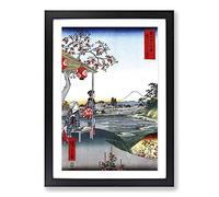 The Teahouse with The View of Mt. Fuji by Utagawa Hiroshige Framed Print | A2 Black Framed Wall Art | Ready to Hang | Asian Landscape Picture | Living Room Bedroom Lounge Office