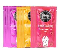 The TeaShed Matcha Syrup Set. 36 Servings. Includes a Selection of 9 x 30ml Matcha Syrup Sachets. Flavours include Strawberry, Mango and Passion Fruit Syrups. Make Layered Matcha Latte Drinks at Home